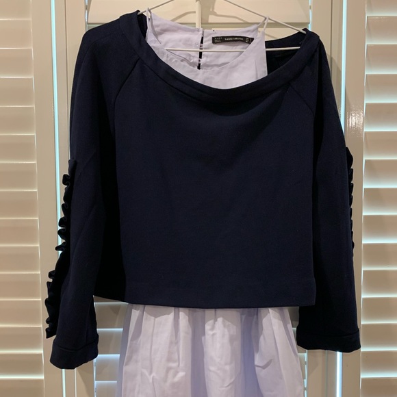 Zara Poplin Dress with Ruffled Sleeves NWOT - Picture 3 of 12